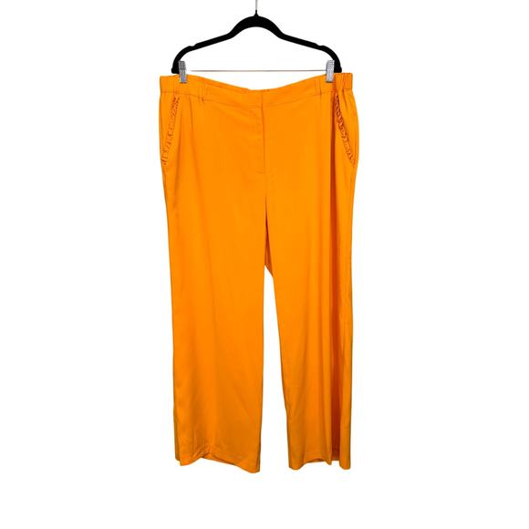 Anthology Trouser Pants Plus 16 Yellow Straight Leg Ruffles High Rise Flat Front - Picture 1 of 8